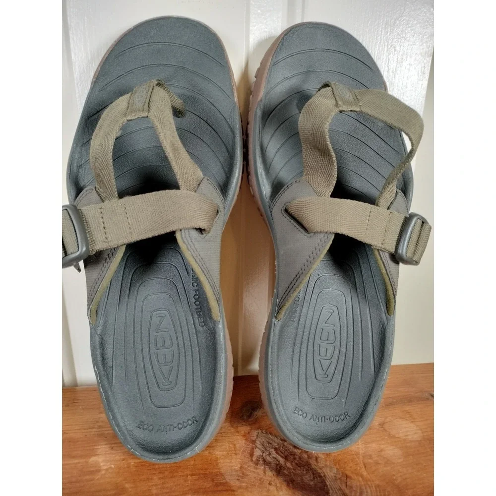 KEEN Solr Toe Post Sandals Mens 12 Dark Olive Green Flip Flops Water Shoes 10225